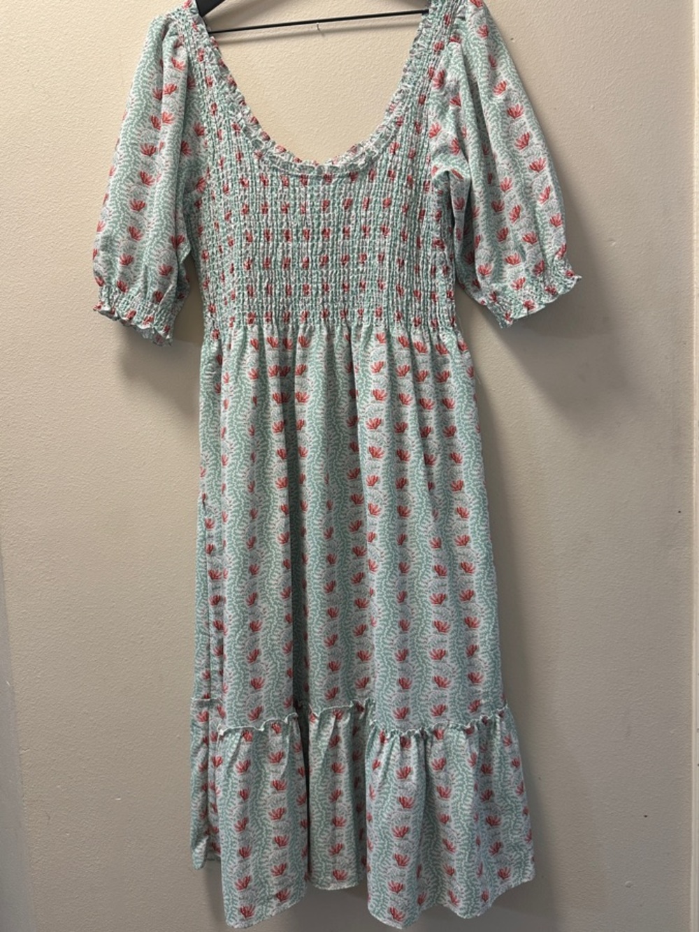 Hill House Home The Louisa Nap Dress Trailing Vine Multi Poly Crepe Size XL